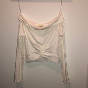 white knotted crop top